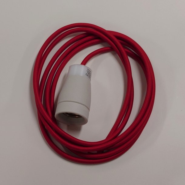 E27-suspension - Super215 - GLASS-shade (RED cord), 3 meter
