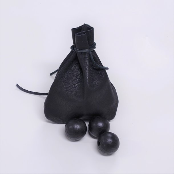 Black leather-pouch withl 13 black balls and1 Red ball for Tic-Tac-Toe