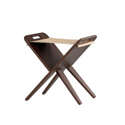 Klaburet - Walnut veneer, seat natural leather