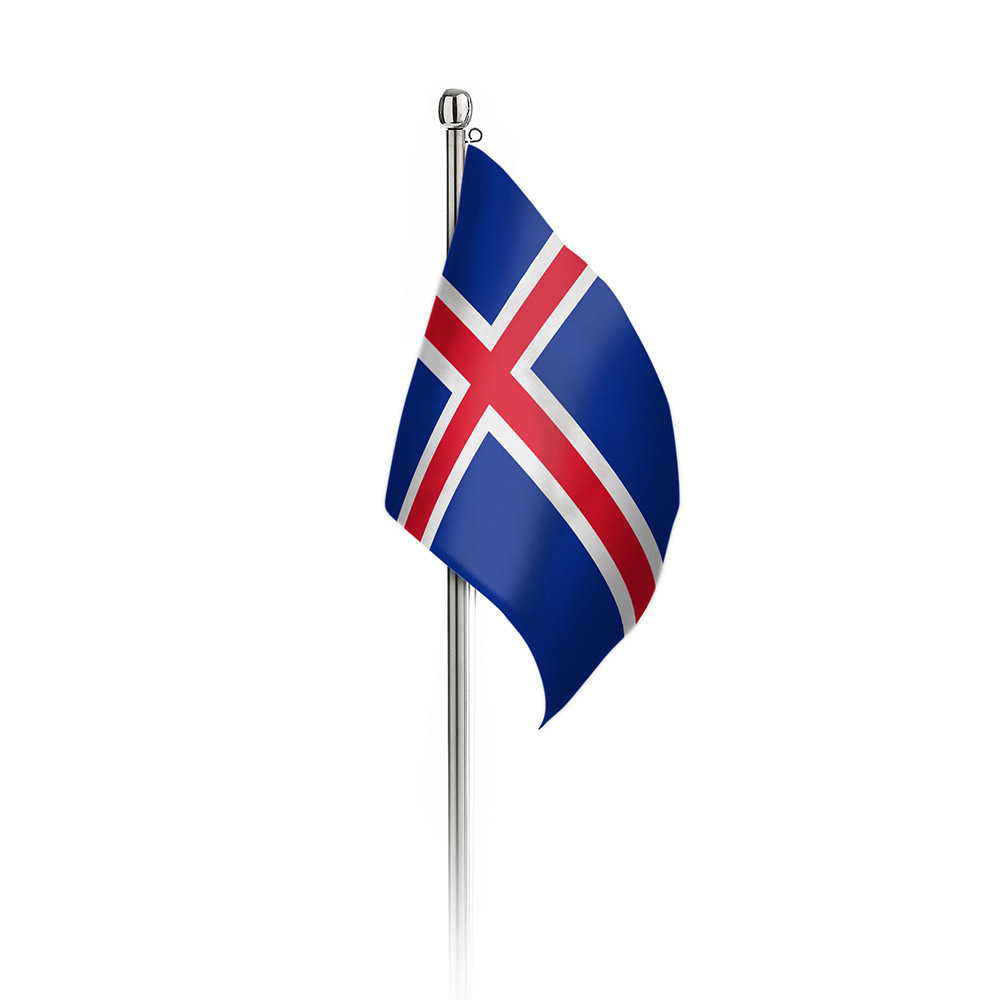 Iceland Satin & Chrome Premium Table Flag 