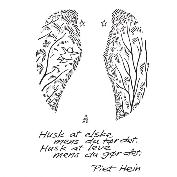 Waterglass w. grook: "Love while you've got.." &amp; "Of drink and victuals.." - piet-hein