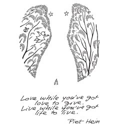 Waterglass w. grook: "Love while you've got.." &amp; "Of drink and victuals.." - piet-hein