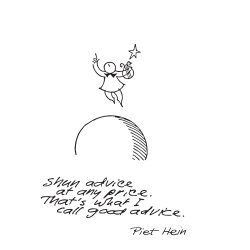 Waterglass w. grook: EXPERTS HAVE THEIR EXPERT FUN" &amp; "SHUN ADVICE AT ANY PRICE"