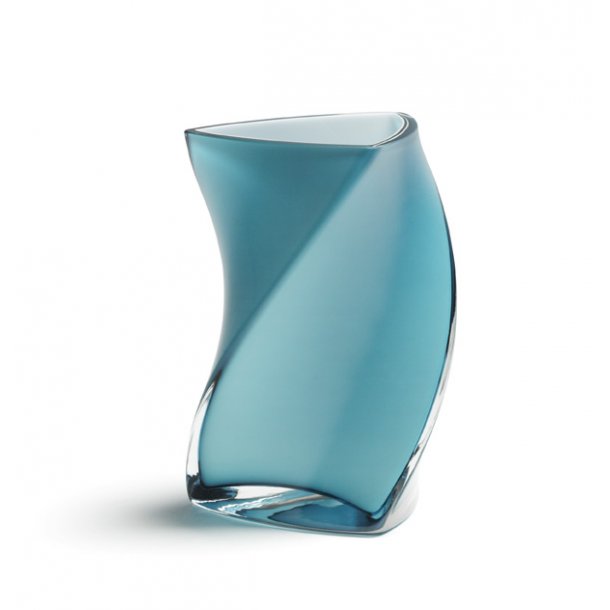 TWISTER-vase 16 cm - AQUAMARIN ( 3 lag glas ) - 2. sort.